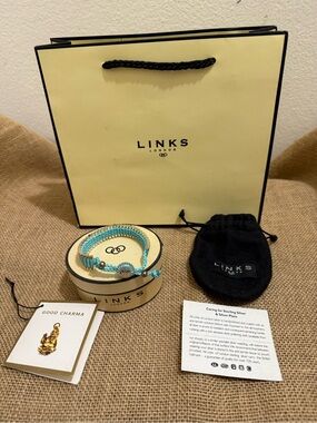 Links of London .925 Sterling and Turquoise Cord Friendship Bracelet New in Box